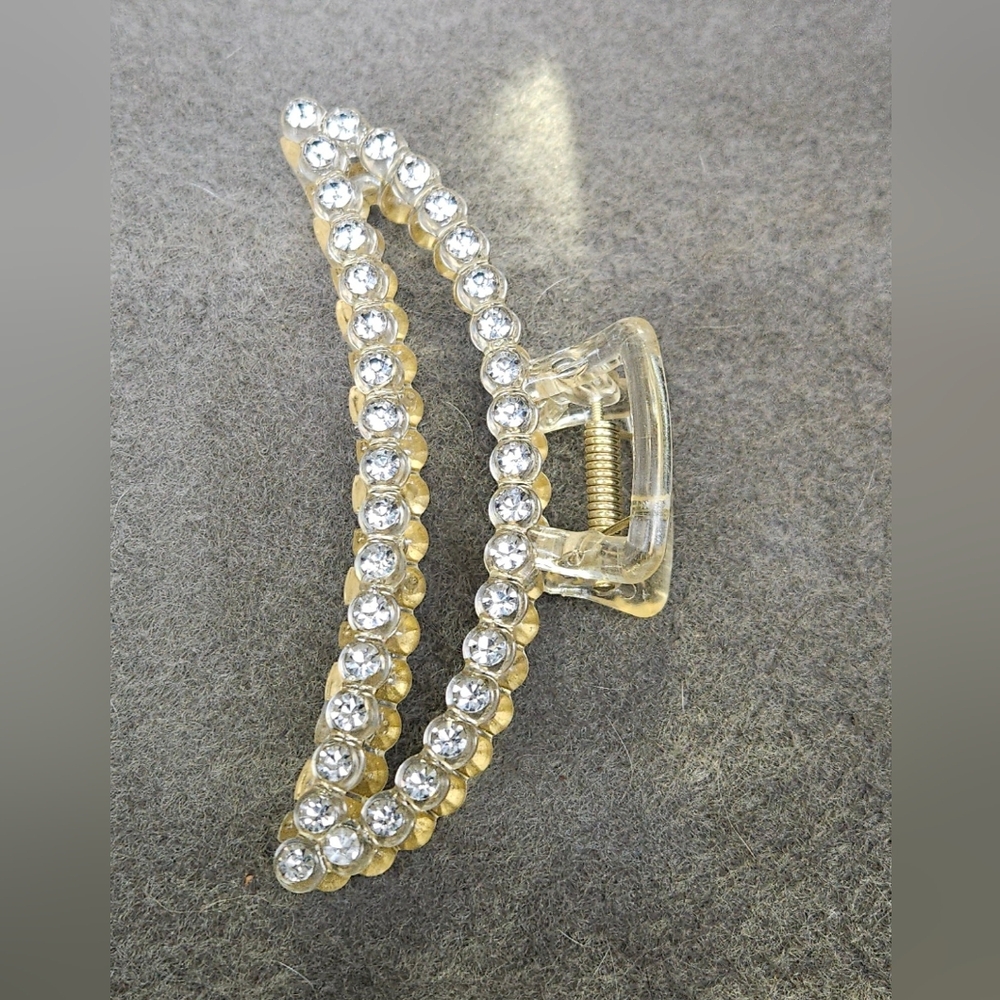Rhinestone-Embellished Crescent Shaped Hair Claw Clip BNIB